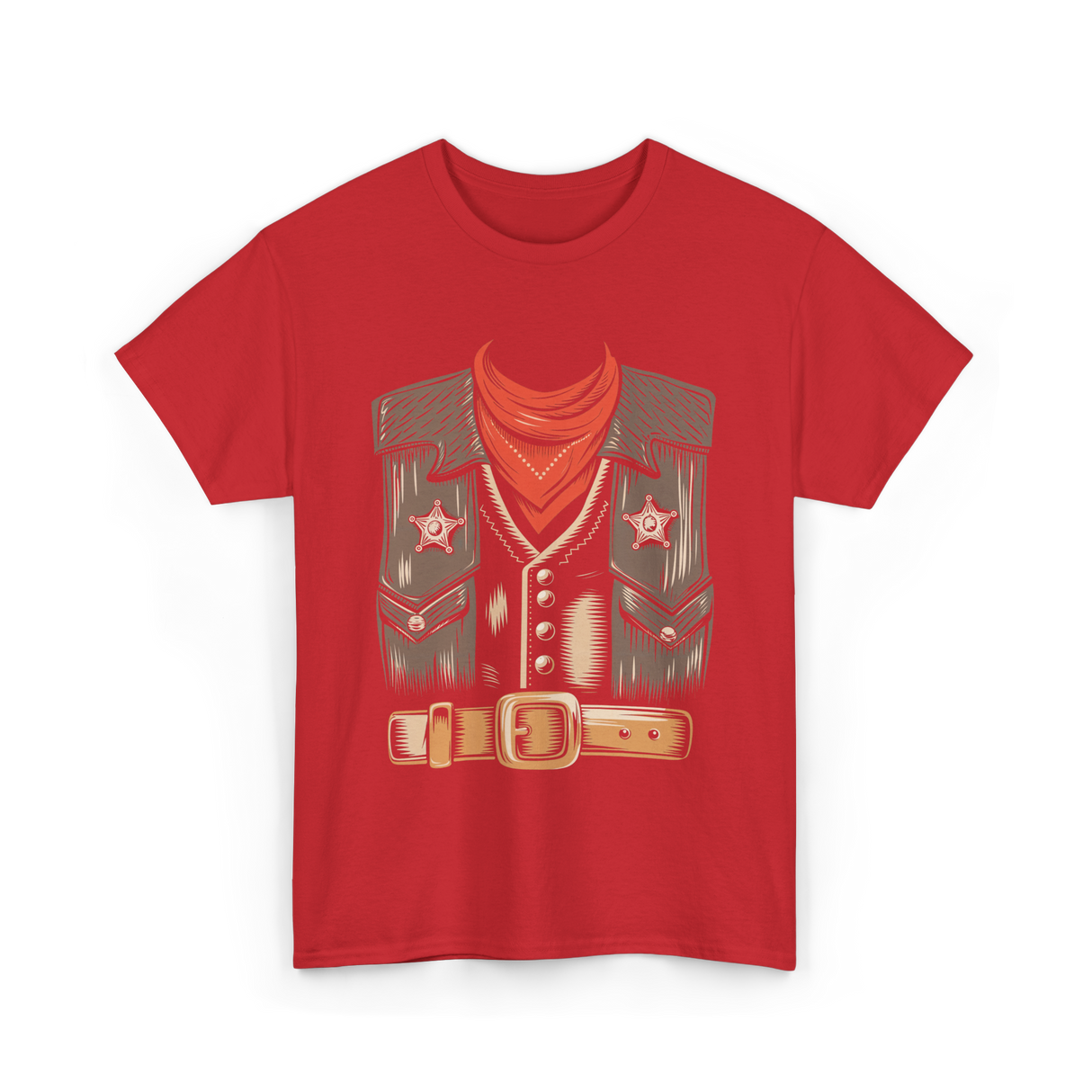 Cool Cowboy Costume Rodeo Sheriff T-Shirt - Red