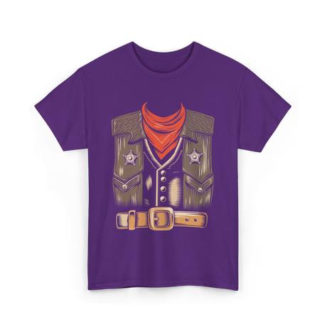 Cool Cowboy Costume Rodeo Sheriff T-Shirt - Purple