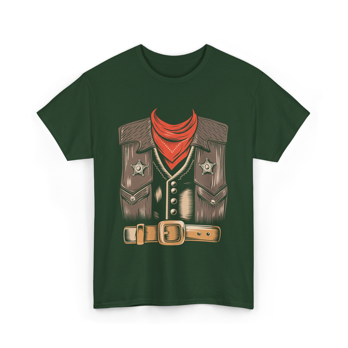 Cool Cowboy Costume Rodeo Sheriff T-Shirt - Forest Green