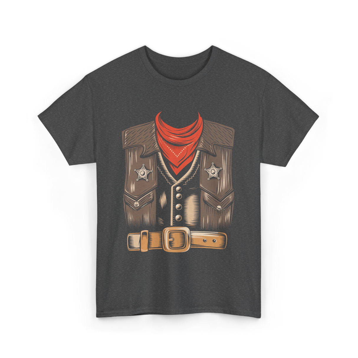 Cool Cowboy Costume Rodeo Sheriff T-Shirt - Dark Heather