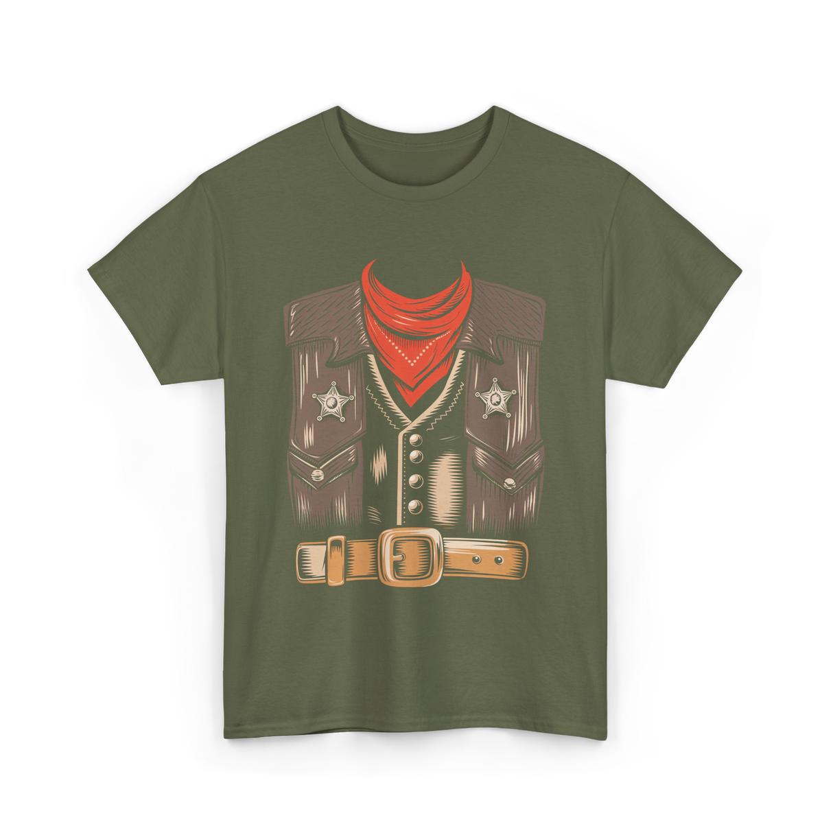 Cool Cowboy Costume Rodeo Sheriff T-Shirt - Military Green