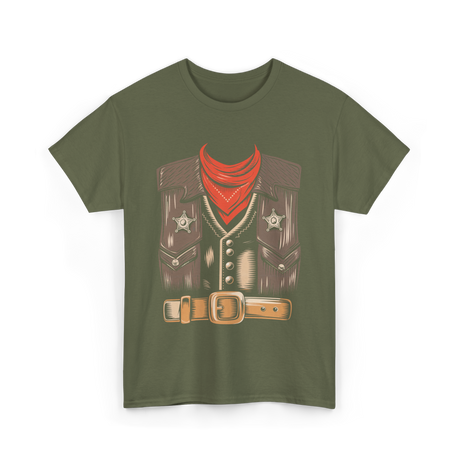 Cool Cowboy Costume Rodeo Sheriff T-Shirt - Military Green