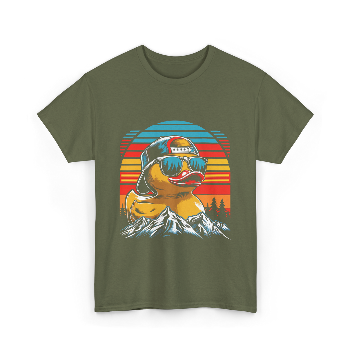 Cool Duck Sunglasses Duck Lover T-Shirt - Military Green