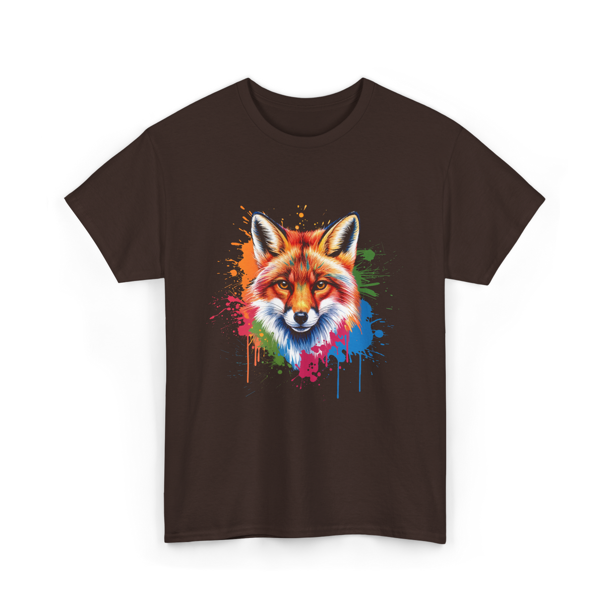 Cool Fox Colorful Fox T-Shirt - Dark Chocolate