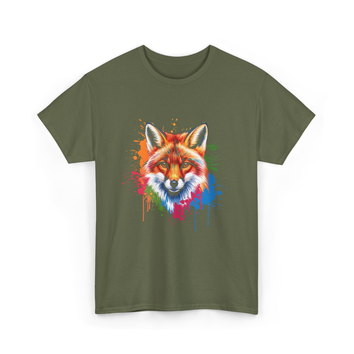 Cool Fox Colorful Fox T-Shirt - Military Green