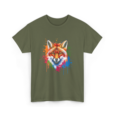 Cool Fox Colorful Fox T-Shirt - Military Green