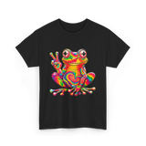 Cool Frog Peace Sign Frog T-Shirt - Black