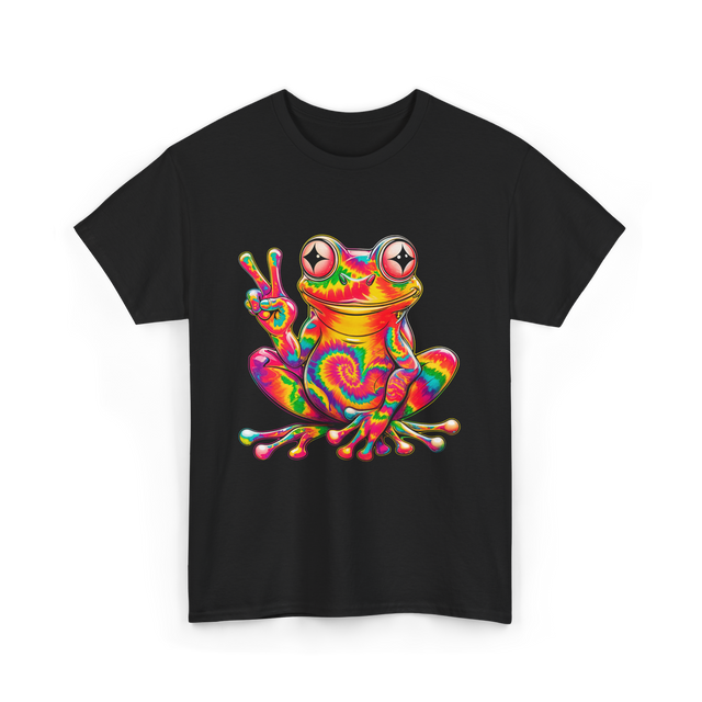 Cool Frog Peace Sign Frog T-Shirt - Black