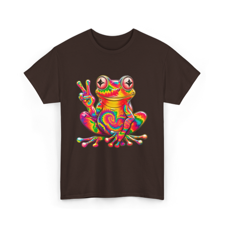 Cool Frog Peace Sign Frog T-Shirt - Dark Chocolate