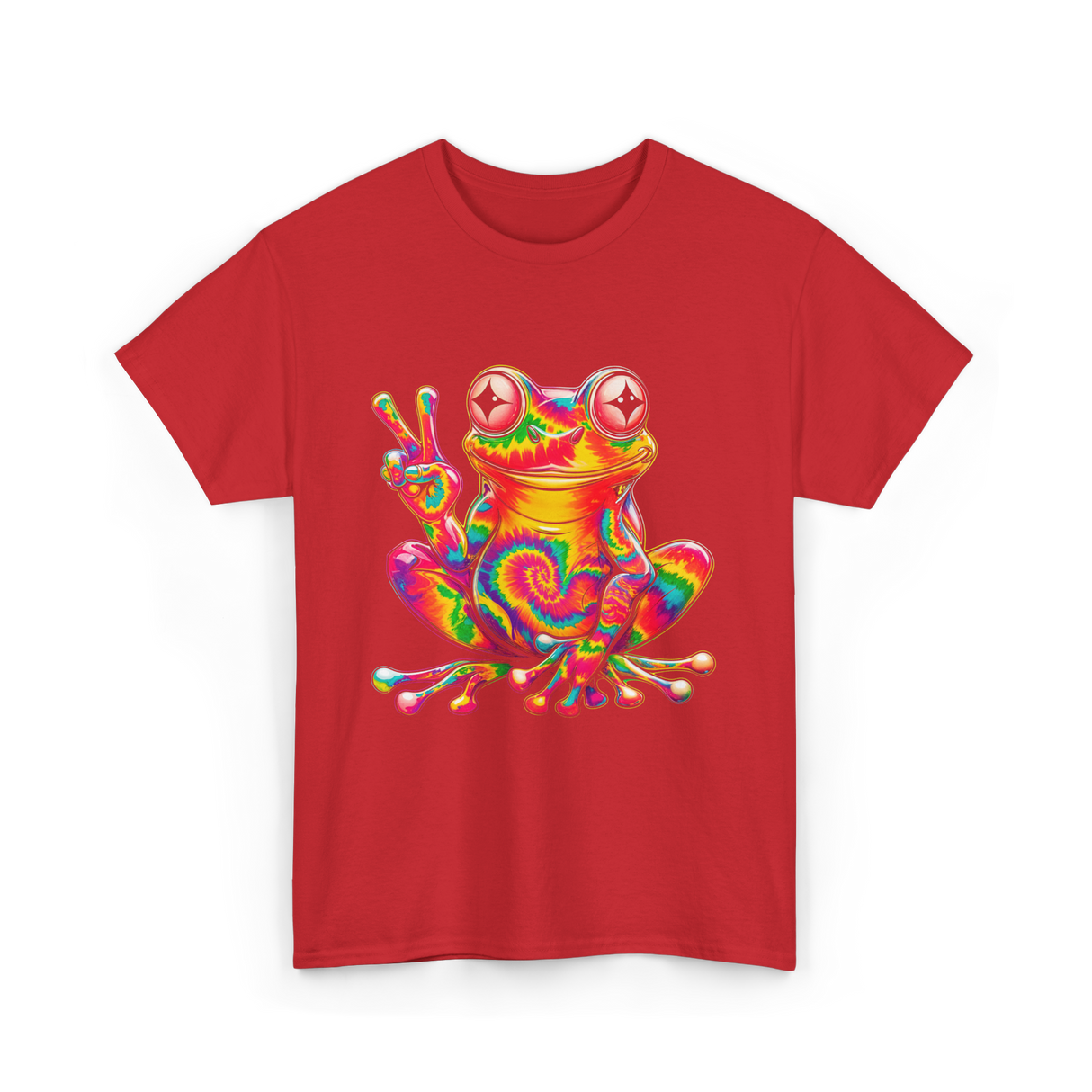 Cool Frog Peace Sign Frog T-Shirt - Red