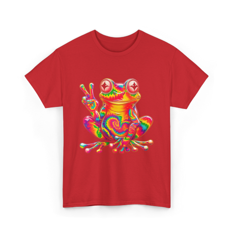 Cool Frog Peace Sign Frog T-Shirt - Red