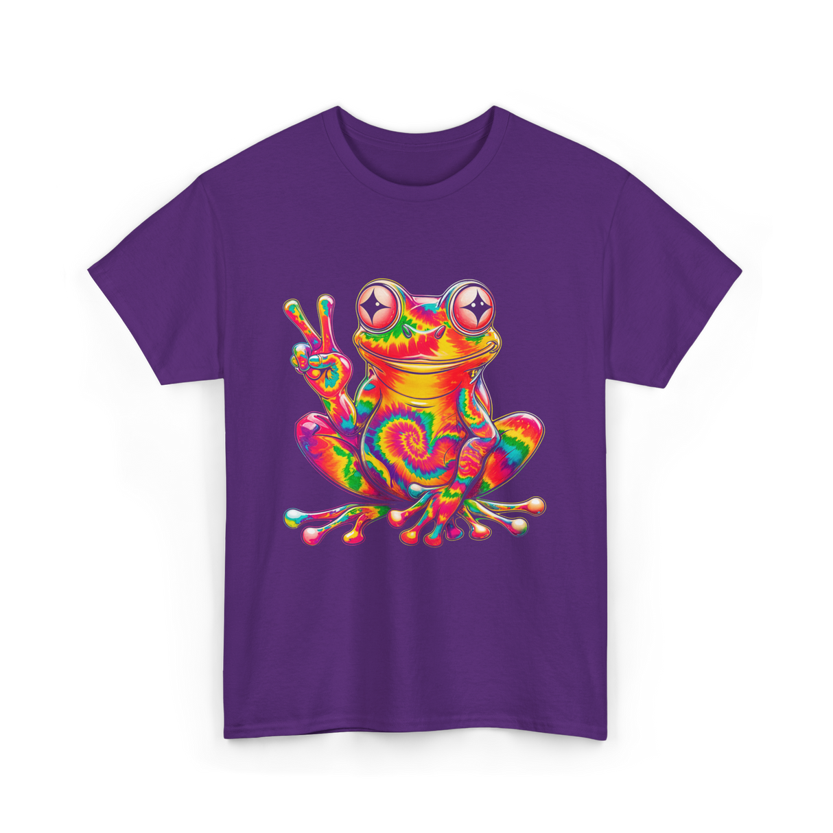 Cool Frog Peace Sign Frog T-Shirt - Purple