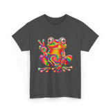 Cool Frog Peace Sign Frog T-Shirt - Dark Heather