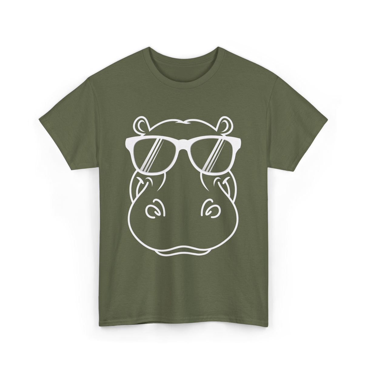 Cool Hippo Design Hippo T-Shirt - Military Green