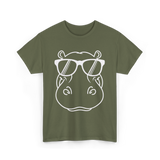 Cool Hippo Design Hippo T-Shirt - Military Green