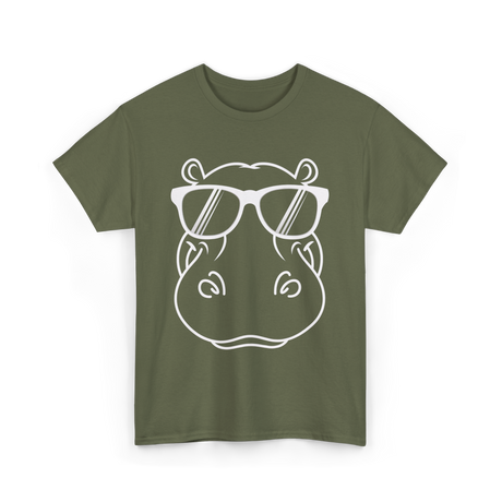 Cool Hippo Design Hippo T-Shirt - Military Green