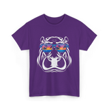 Cool Hippopotamus Hippo Animal T-Shirt - Purple