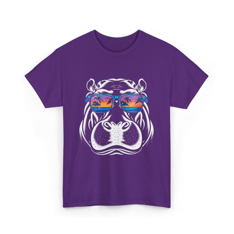 Cool Hippopotamus Hippo Animal T-Shirt - Purple