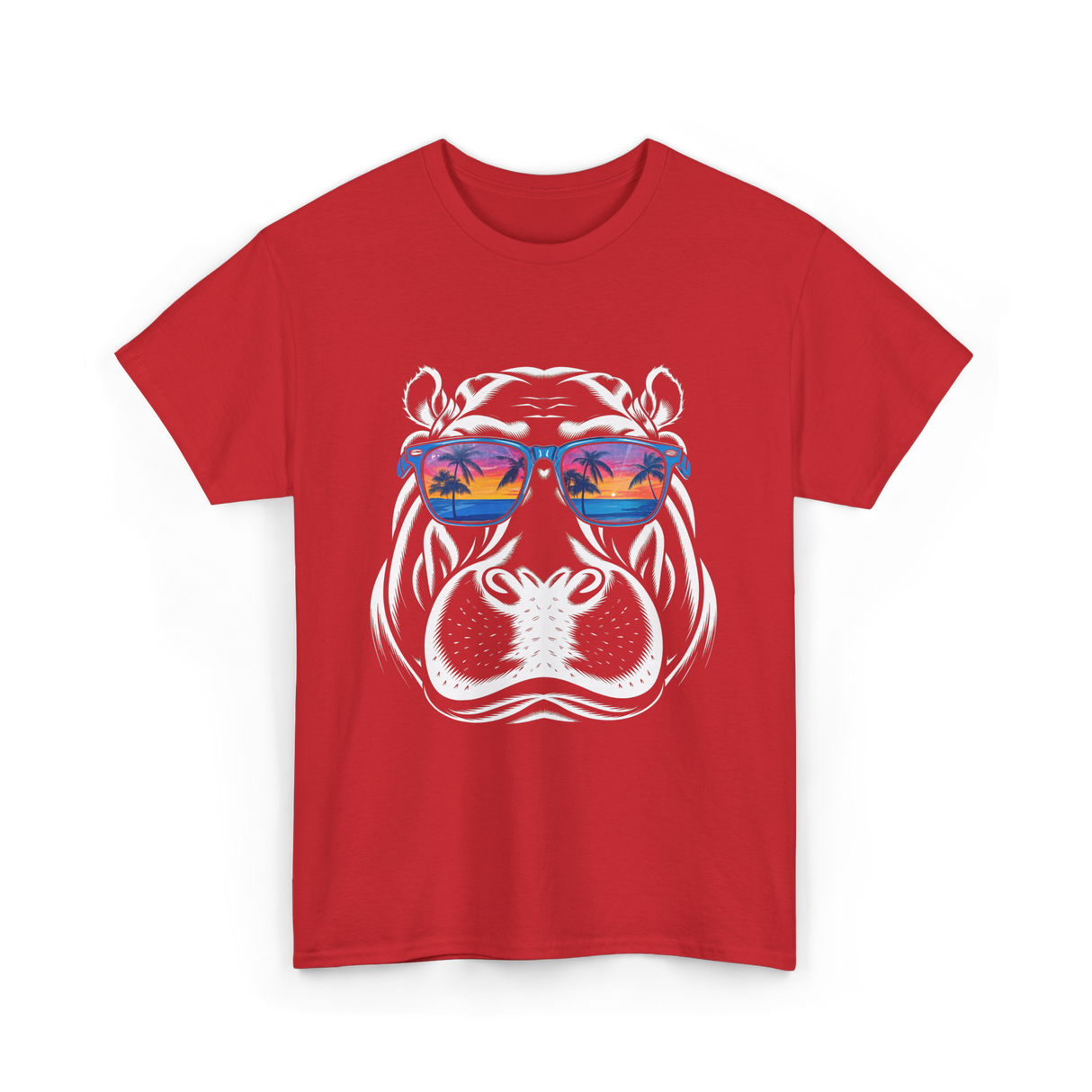 Cool Hippopotamus Hippo Animal T-Shirt - Red