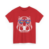 Cool Hippopotamus Hippo Animal T-Shirt - Red