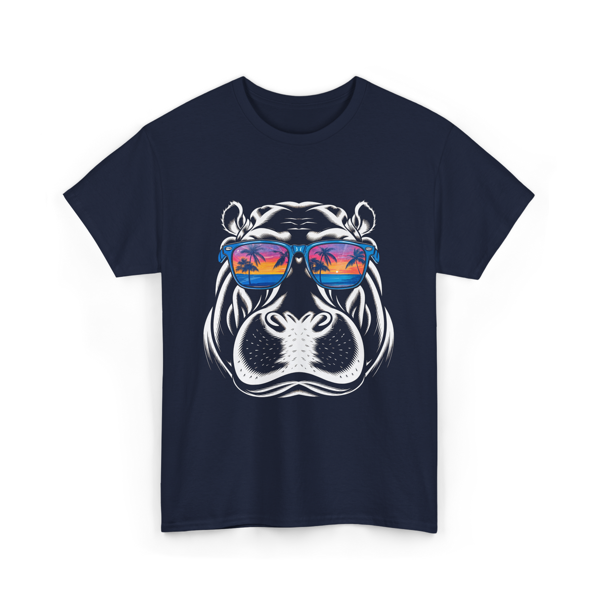 Cool Hippopotamus Hippo Animal T-Shirt - Navy