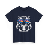 Cool Hippopotamus Hippo Animal T-Shirt - Navy