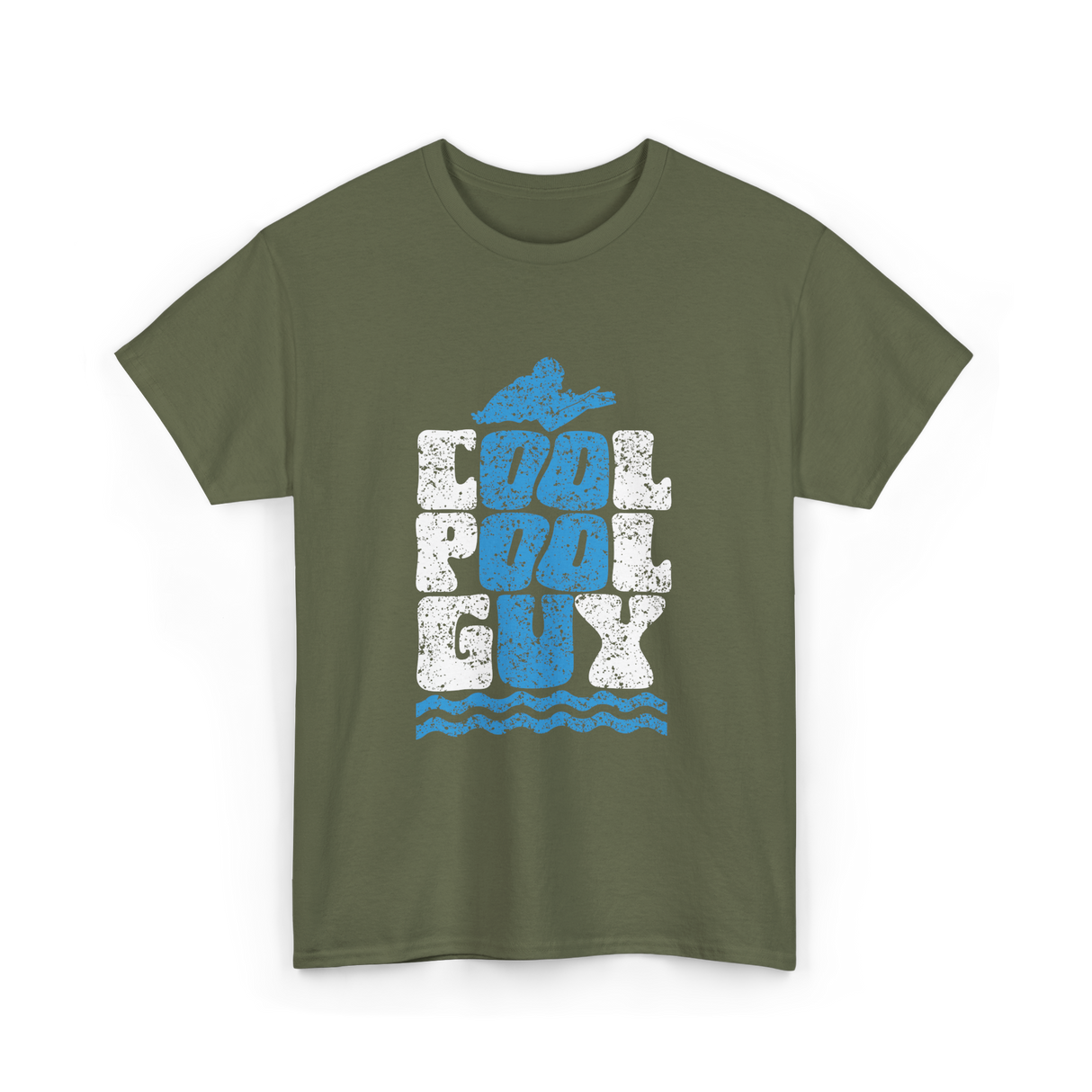 Cool Pool Guy Swimming Attendant T-Shirt - Military Green