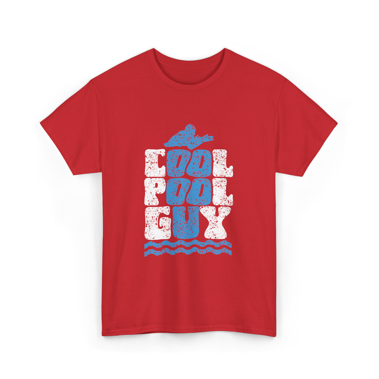 Cool Pool Guy Swimming Attendant T-Shirt - Red