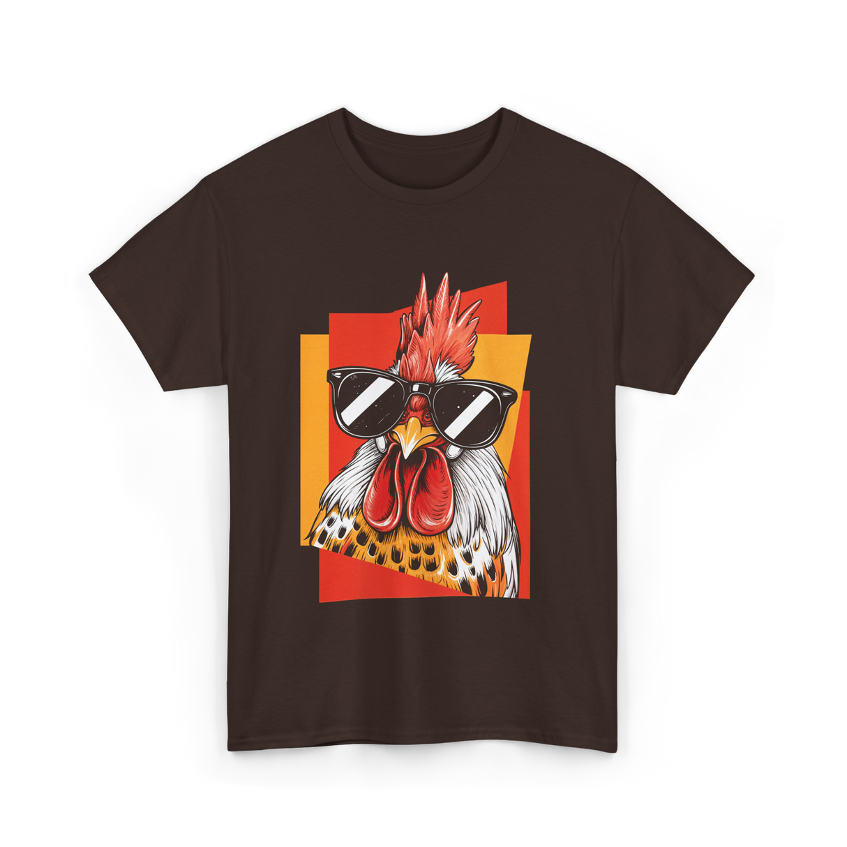 Cool Rooster Sunglasses Chicken T-Shirt - Dark Chocolate