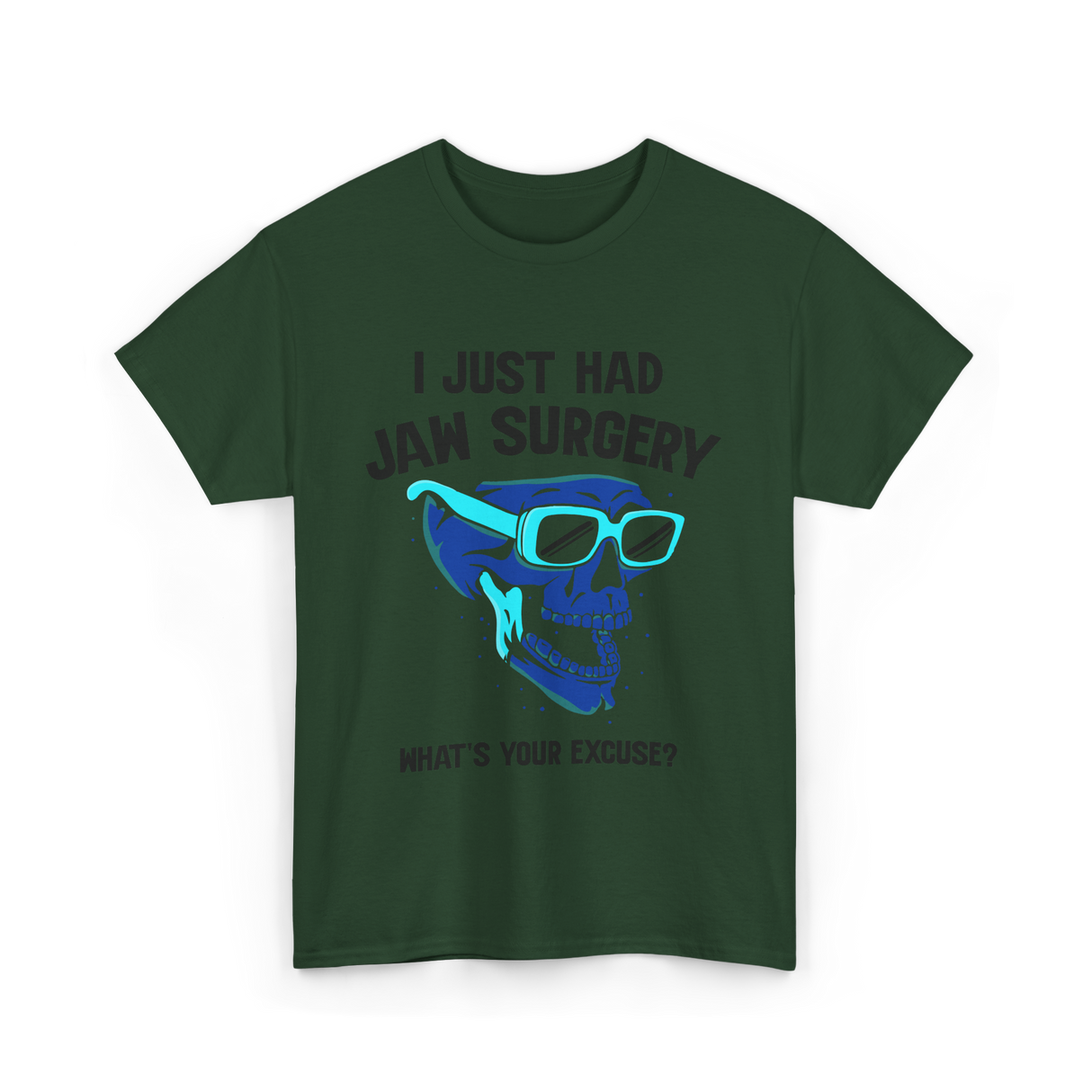 Cool Skull Glasses Surgery Support T-Shirt - Forest Green