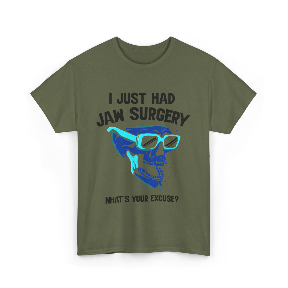 Cool Skull Glasses Surgery Support T-Shirt - Military Green