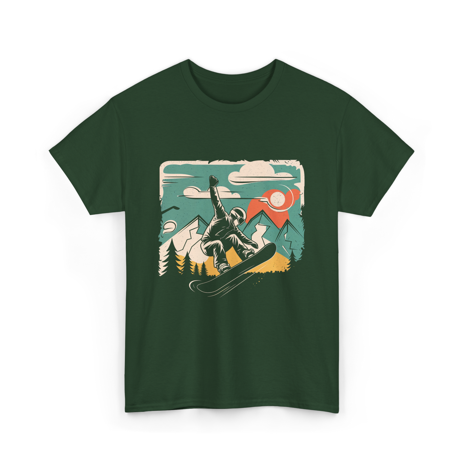 Cool Snowboarder Vintage Snowboarding T-Shirt - Forest Green