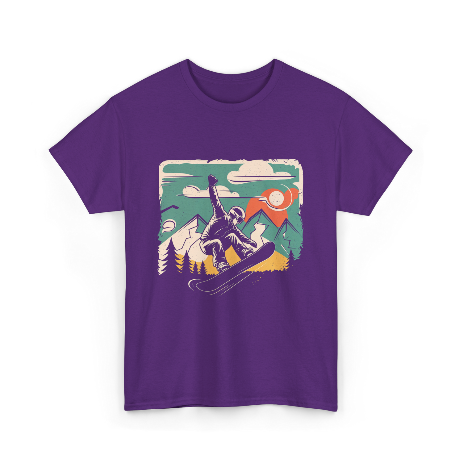 Cool Snowboarder Vintage Snowboarding T-Shirt - Purple