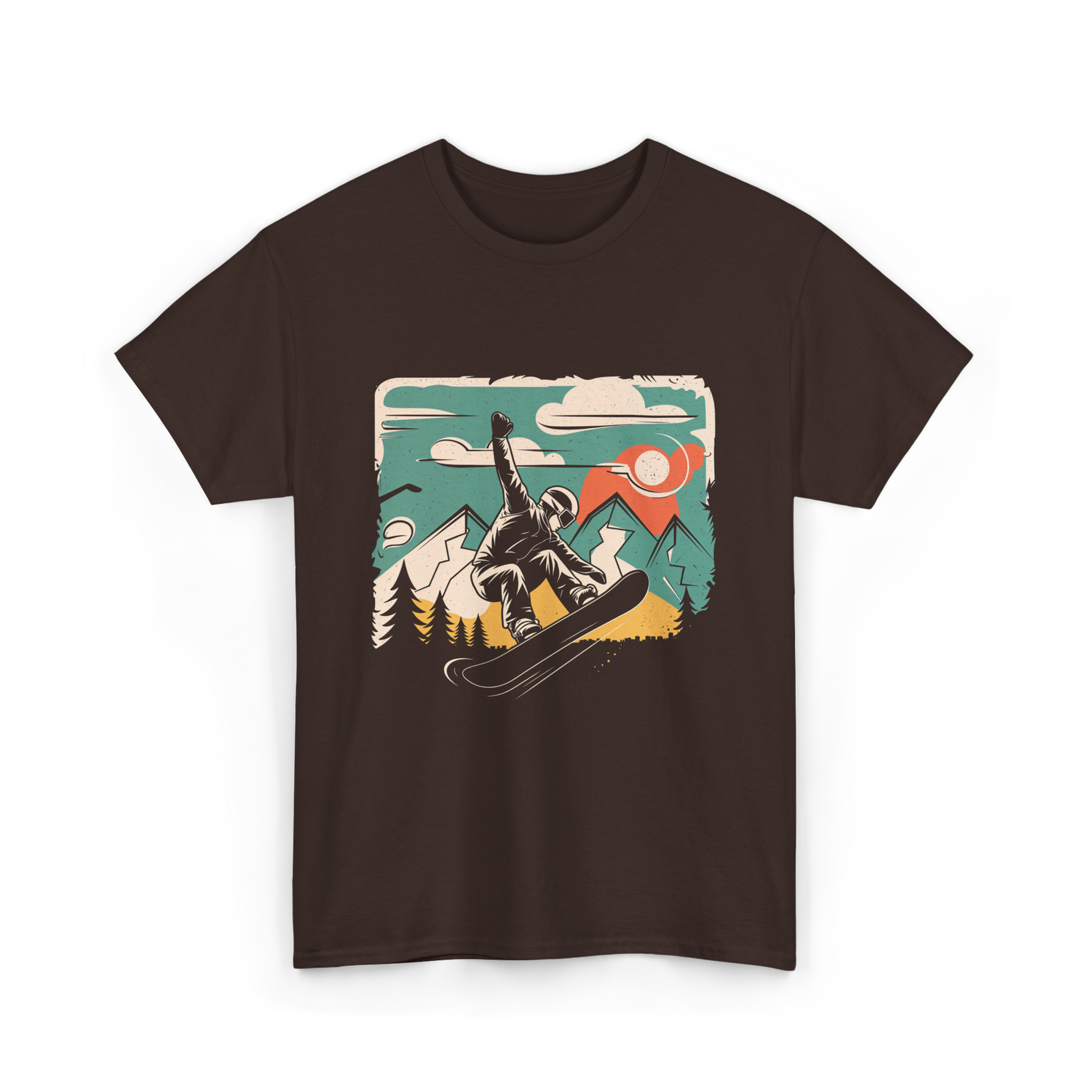 Cool Snowboarder Vintage Snowboarding T-Shirt - Dark Chocolate