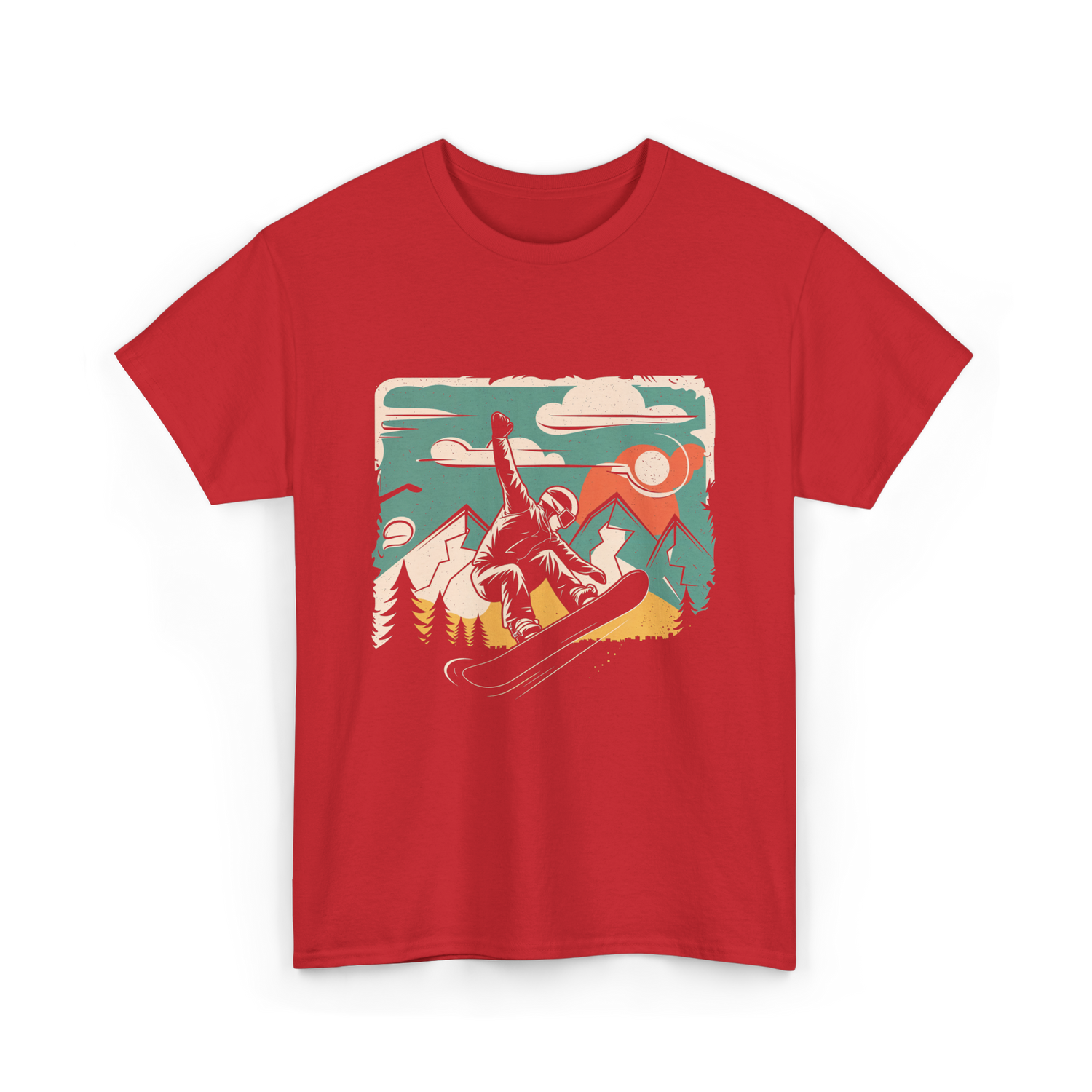 Cool Snowboarder Vintage Snowboarding T-Shirt - Red