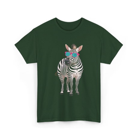 Cool Sunglasses Zebra Wildlife T-Shirt - Forest Green