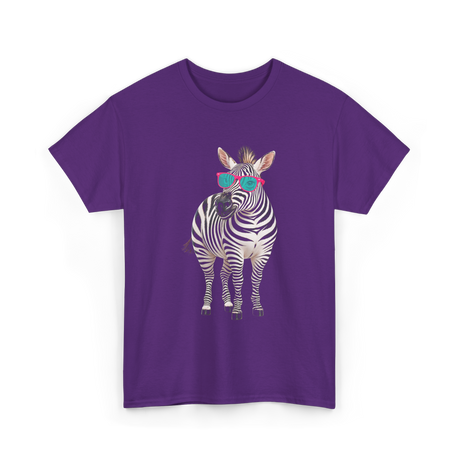 Cool Sunglasses Zebra Wildlife T-Shirt - Purple