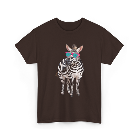 Cool Sunglasses Zebra Wildlife T-Shirt - Dark Chocolate