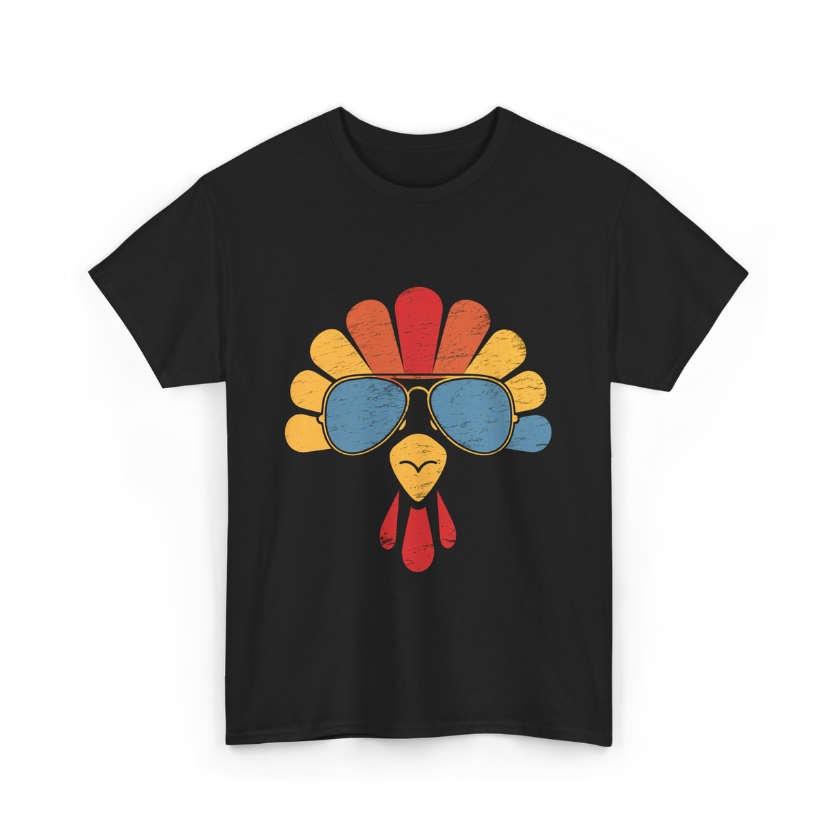 Cool Turkey Face Turkey Thanksgiving T-Shirt - Black