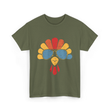 Cool Turkey Face Turkey Thanksgiving T-Shirt - Military Green