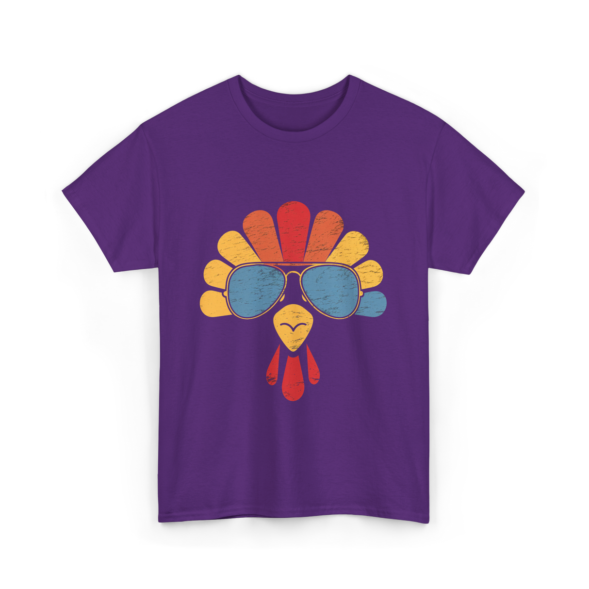 Cool Turkey Face Turkey Thanksgiving T-Shirt - Purple