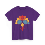 Cool Turkey Face Turkey Thanksgiving T-Shirt - Purple