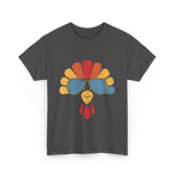 Cool Turkey Face Turkey Thanksgiving T-Shirt - Dark Heather