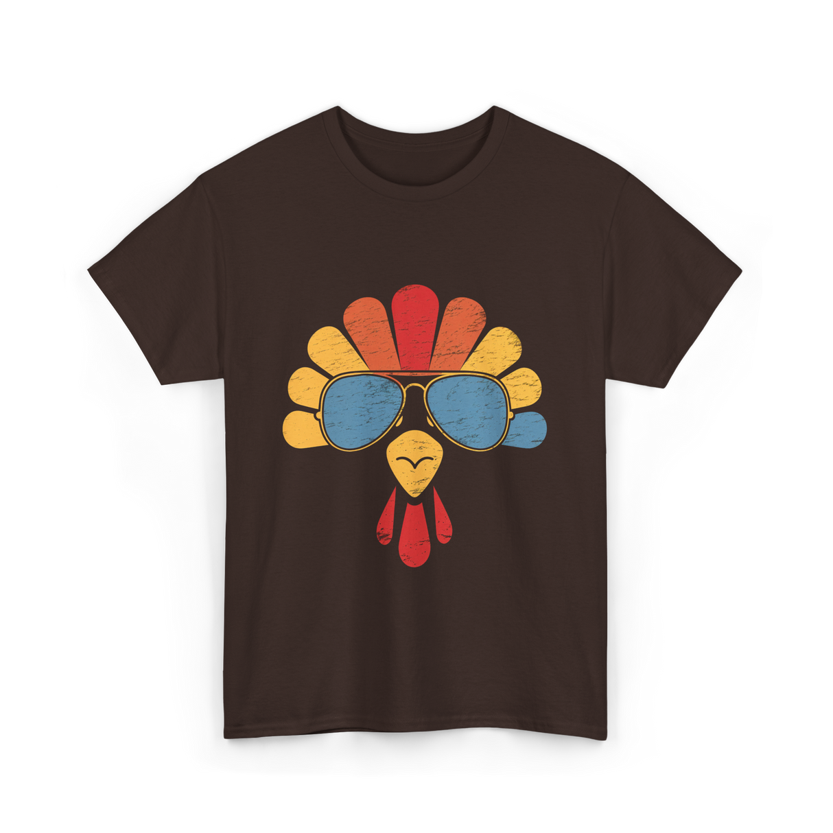 Cool Turkey Face Turkey Thanksgiving T-Shirt - Dark Chocolate