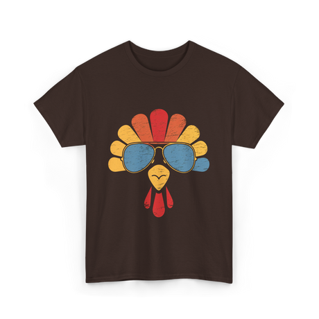 Cool Turkey Face Turkey Thanksgiving T-Shirt - Dark Chocolate