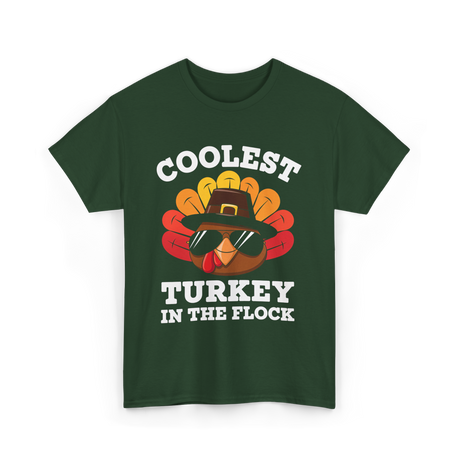 Coolest Turkey Thanksgiving Turkey T-Shirt - Forest Green