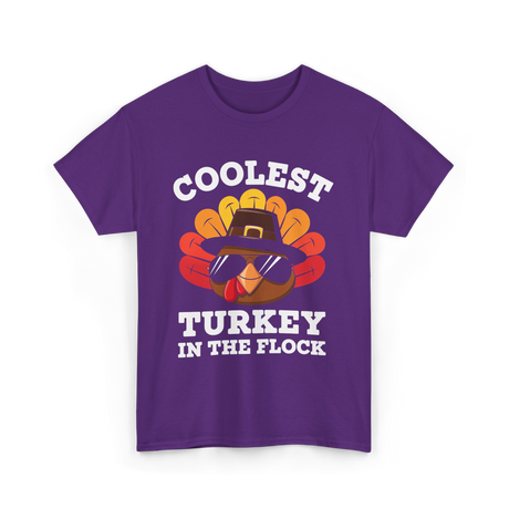 Coolest Turkey Thanksgiving Turkey T-Shirt - Purple