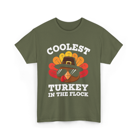 Coolest Turkey Thanksgiving Turkey T-Shirt - Military Green