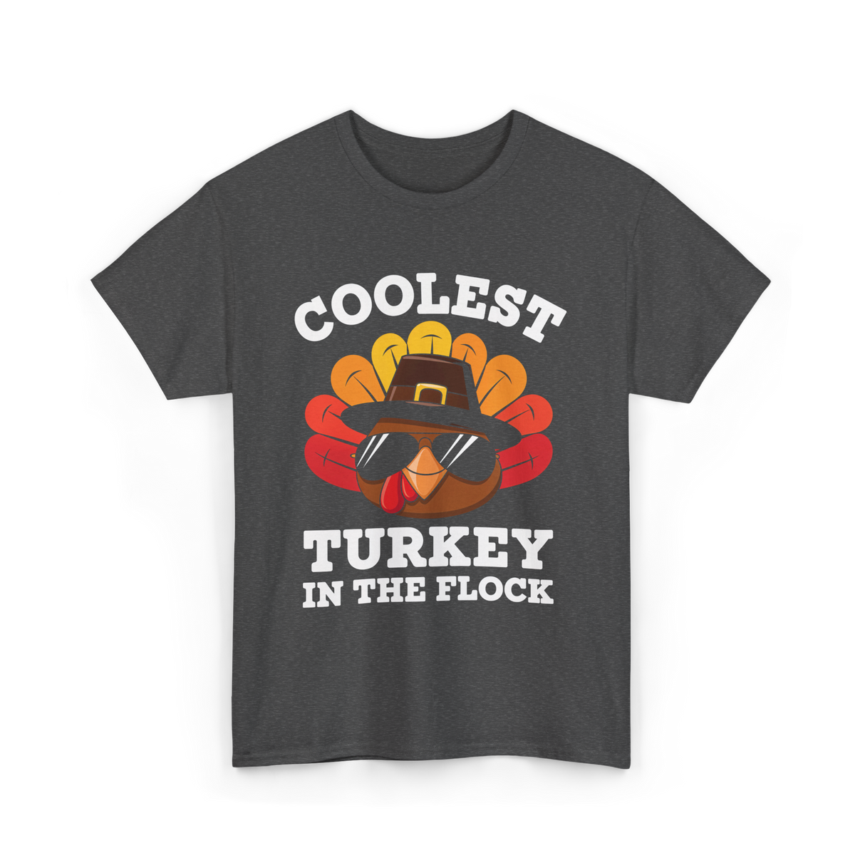 Coolest Turkey Thanksgiving Turkey T-Shirt - Dark Heather