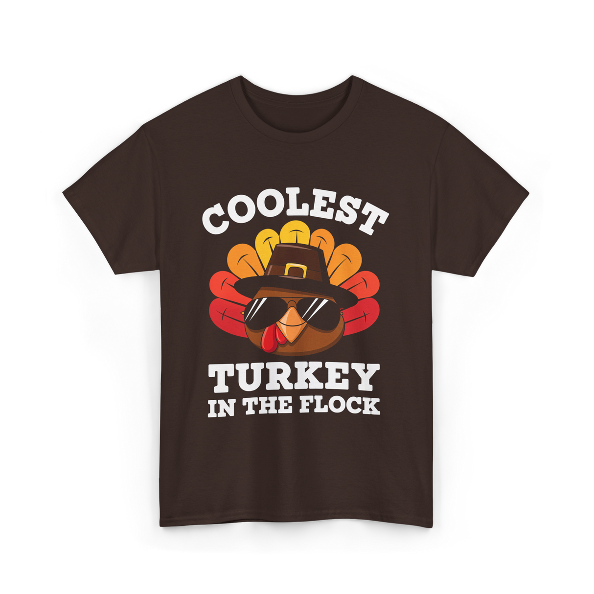 Coolest Turkey Thanksgiving Turkey T-Shirt - Dark Chocolate